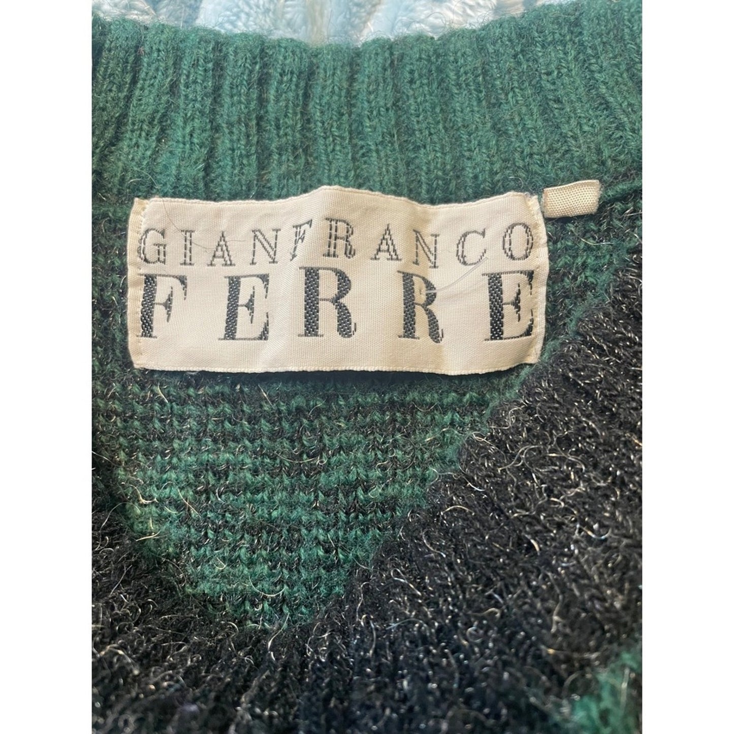 Gianfranco Ferre GFF Knit Sweater Green Geometric Pattern Menswear