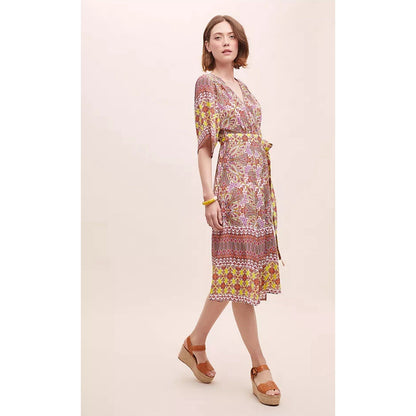 NWT $170 Anthropologie KACHEL Mirabelle Midi Boho Wrap Dress Floral SZ 2P Petite