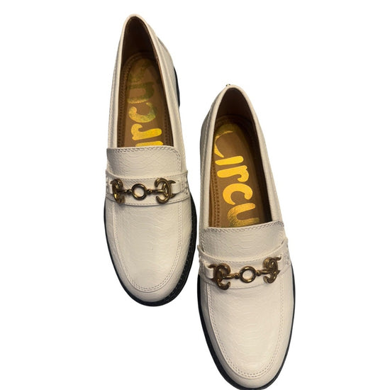 Circus by Sam Edelman Loafers Womens Size 8.5 White Lug Sole Gold Hardware