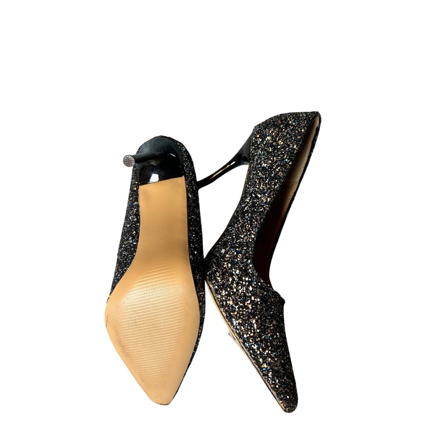 Bigtree Women Silver Blue Black Glitter Pointed Toe Stiletto Pump KL9219-1-37
