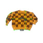 Acne Studios Face Patch Checkerboard Wool Cashmere Sweater Brown Yellow Size L