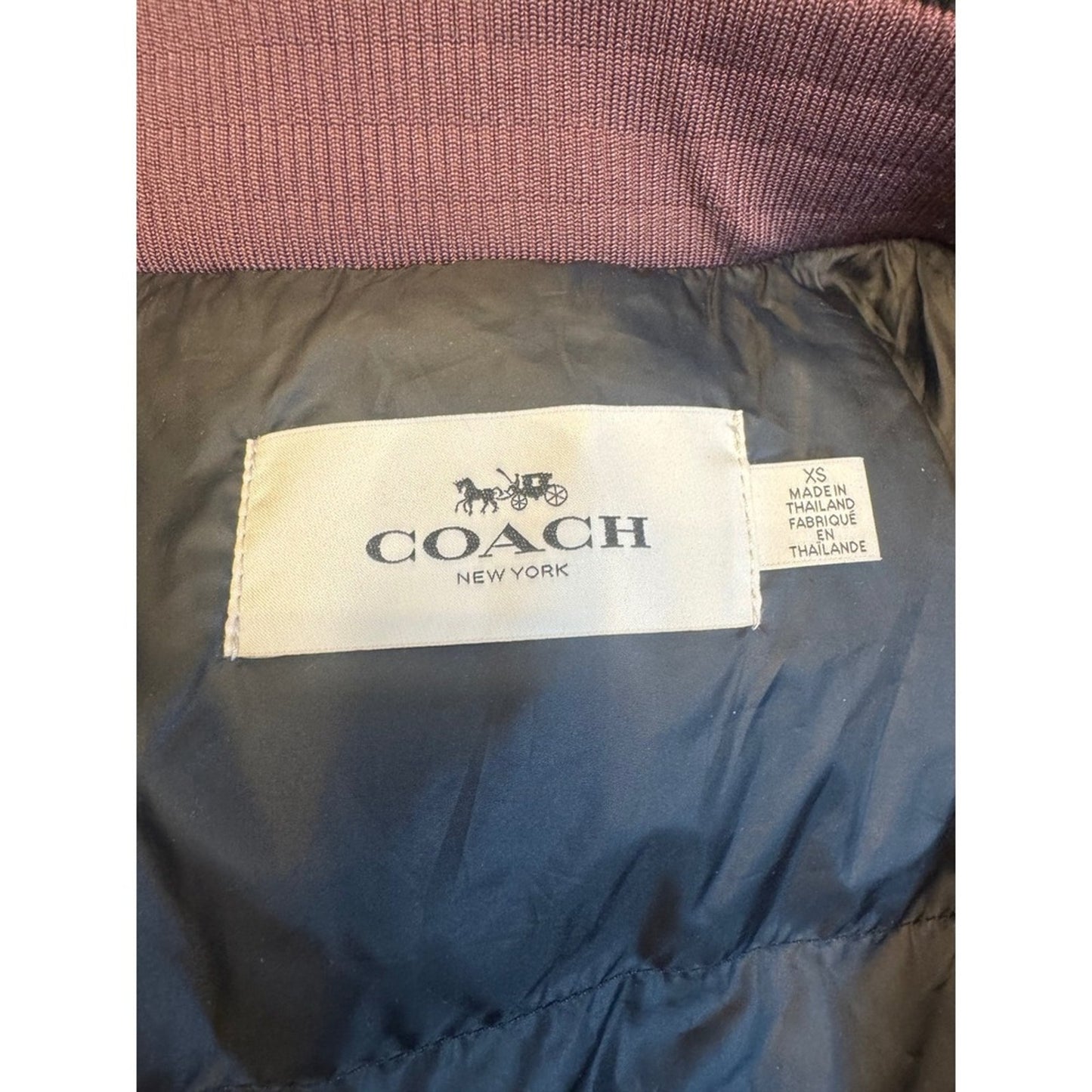 Coach Long Down Puffer Coat Womens Burgundy Quilted Outerwear