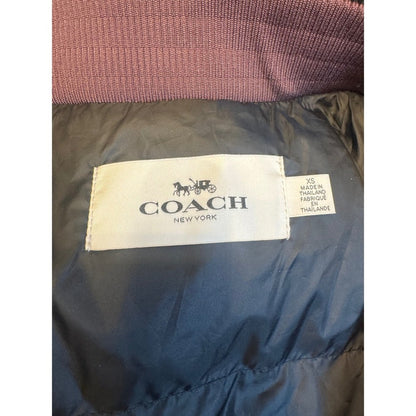 Coach Long Down Puffer Coat Womens Burgundy Quilted Outerwear
