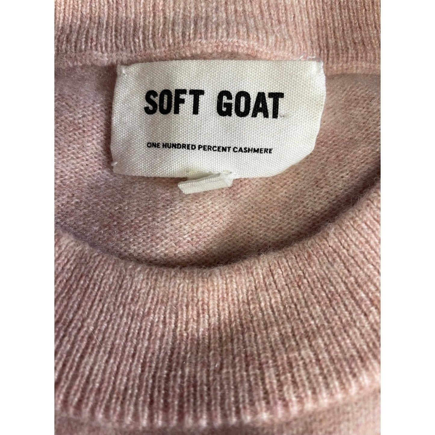 SOFT GOAT Pink 100% Cashmere 3/4 Sleeve Crewneck Sweater size M