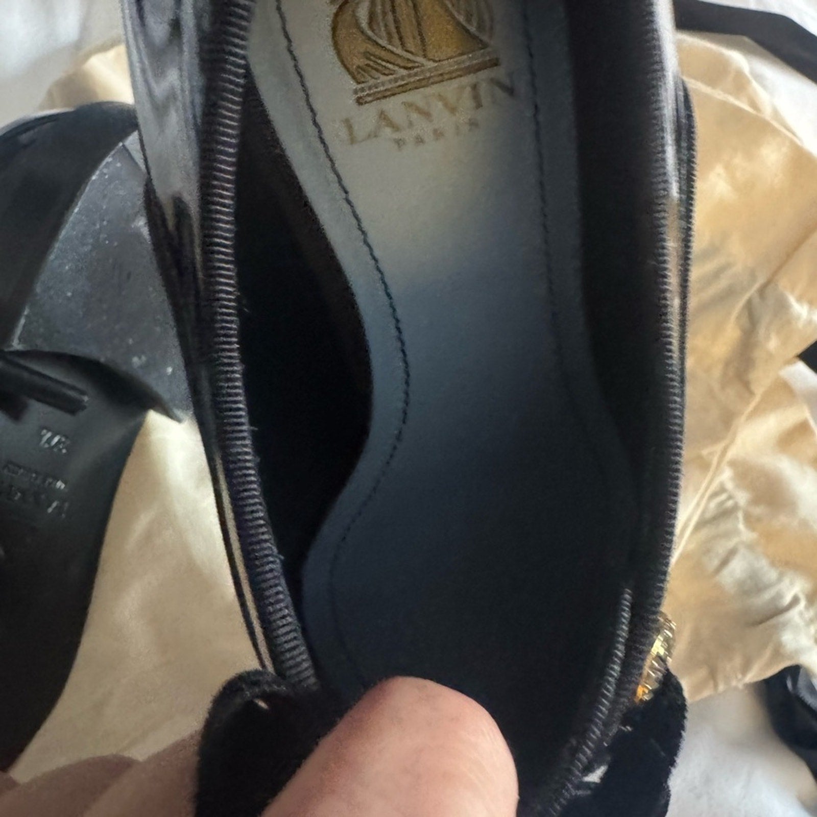 Lanvin Black Flats with Glossy Patent Leather Finish