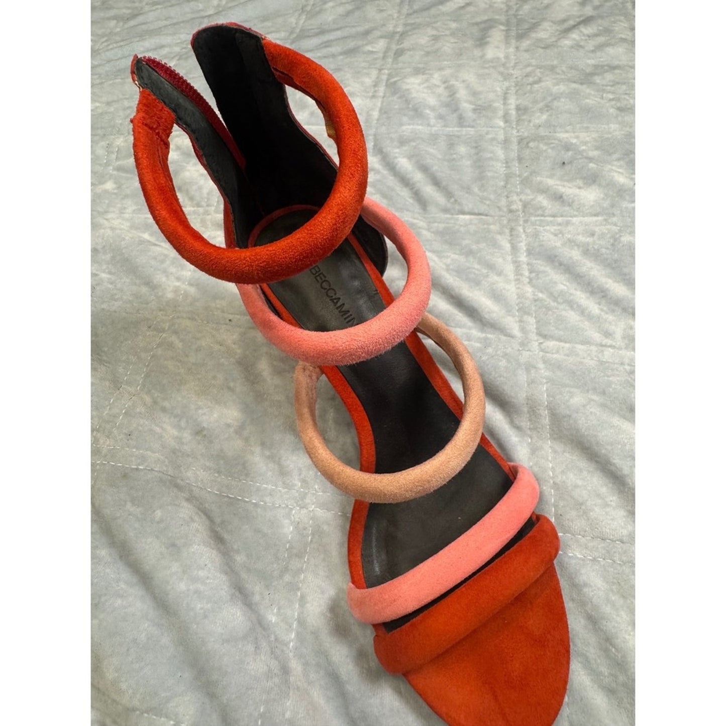 Rebecca Minkoff Suede Strappy Block Heel Sandals - Red and Pink size 8