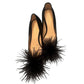 Kate Spade New York Black Suede Feather Pom Pointed Toe Heels Pumps size 6