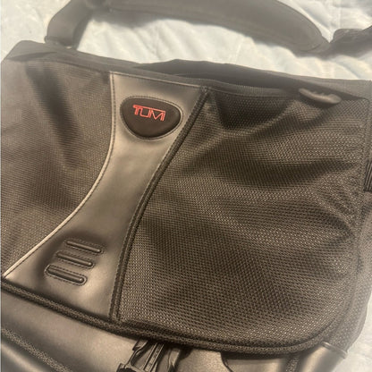 Tumi Black  Messenger Bag with Red Logo