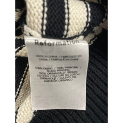 Reformation Striped Sweater Vest Knit Black White Crew Neck Sleeveless Crop M