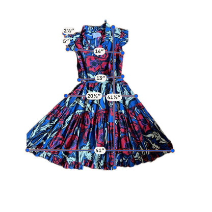 La DoubleJ Floral Women's Size S Blue Excellent Tiered Ruffle Midi Dress