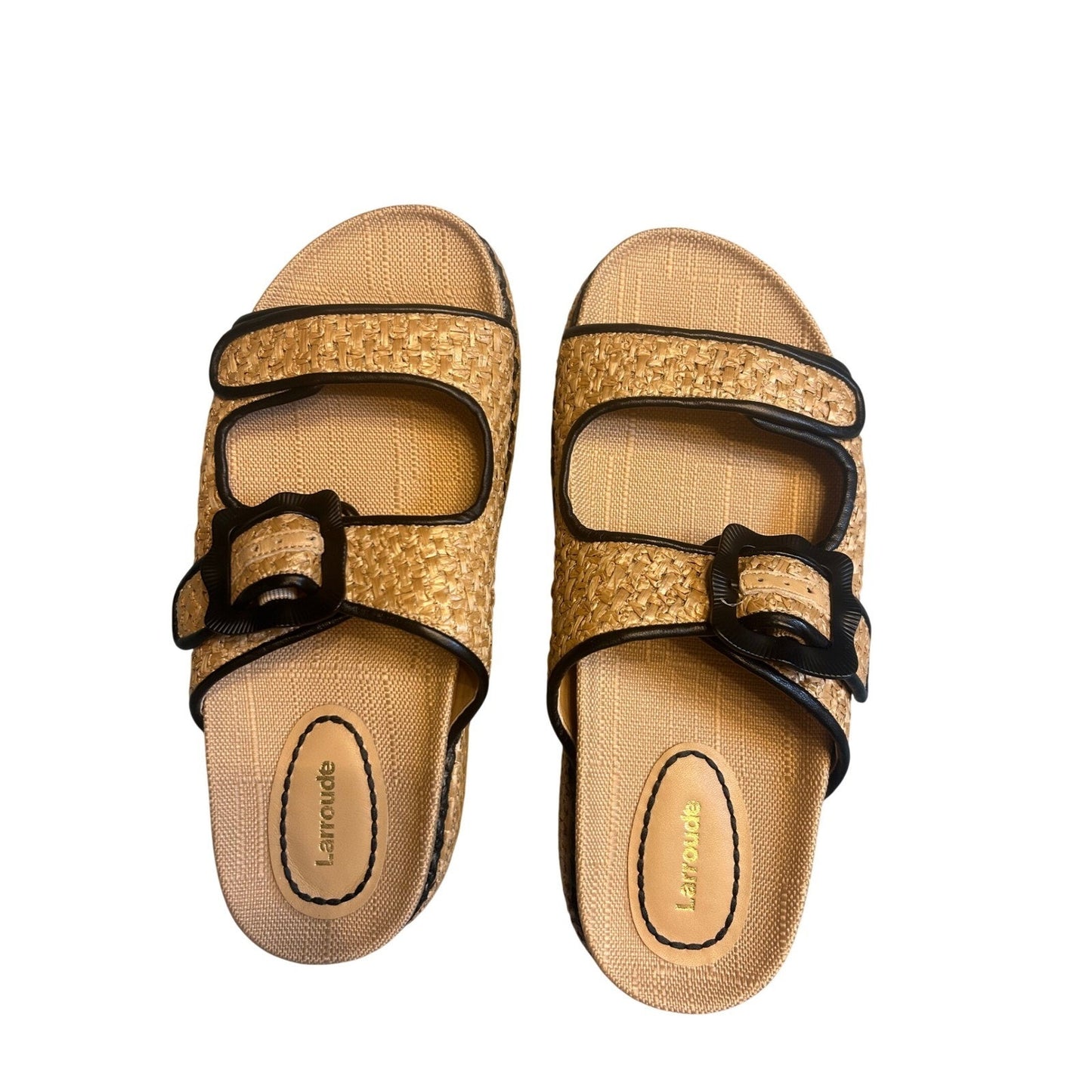 Larroude Raffia Platform Slides – NEW