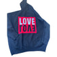 Sandro Paris "LOVE" Reversible Graphic Hoodie – Navy & Red (Unisex M)