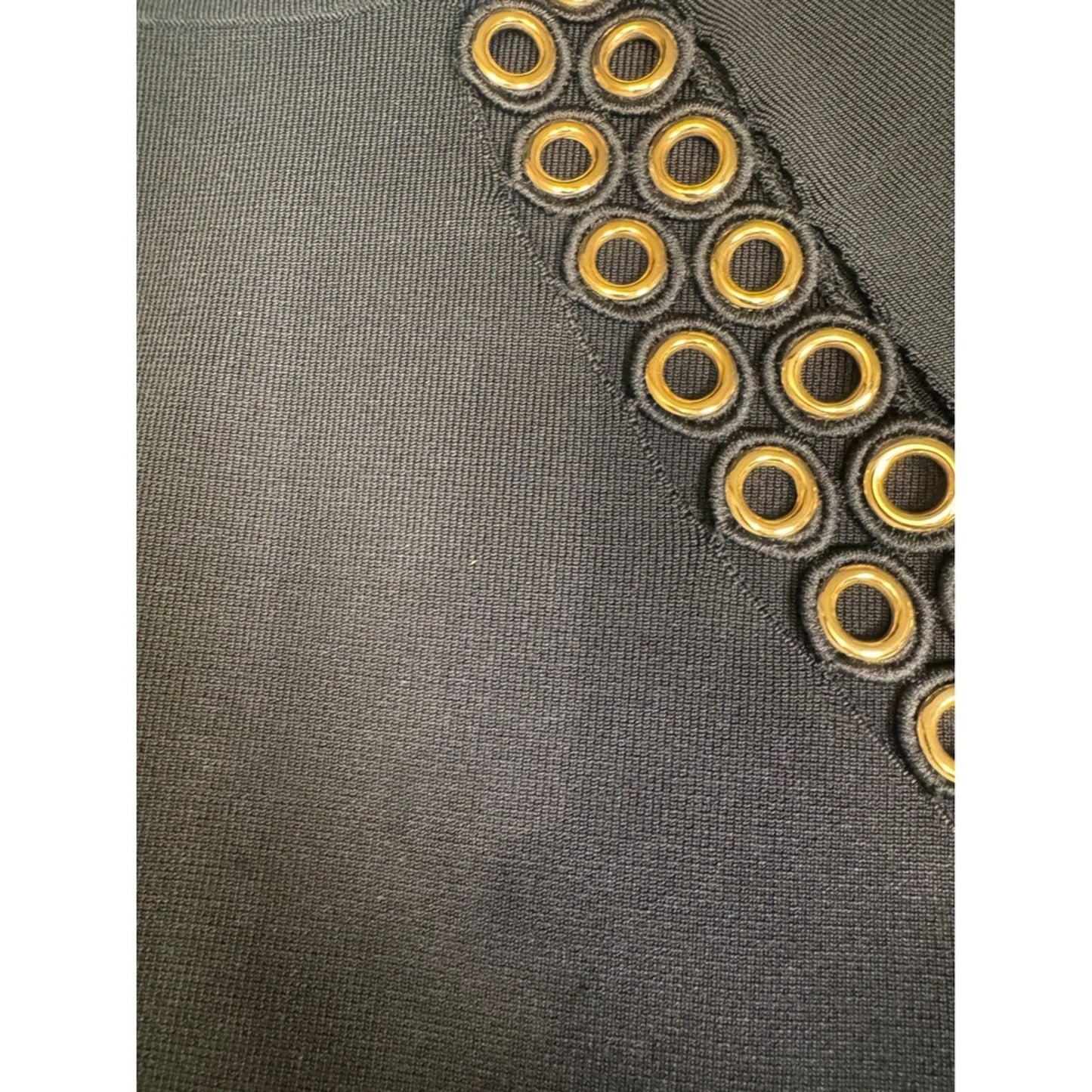 Good American Black Ribbed Knit Bodycon Dress with Grommet Detail Size 5