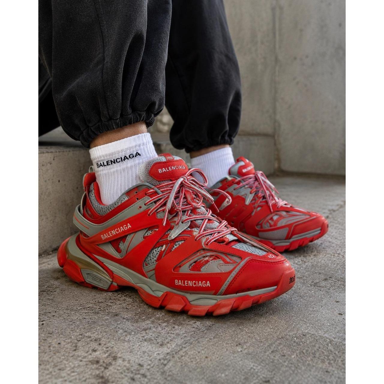 Balenciaga Track Sneakers Red Grey Mens Size US 9 EU 42 Chunky Tech Shoes