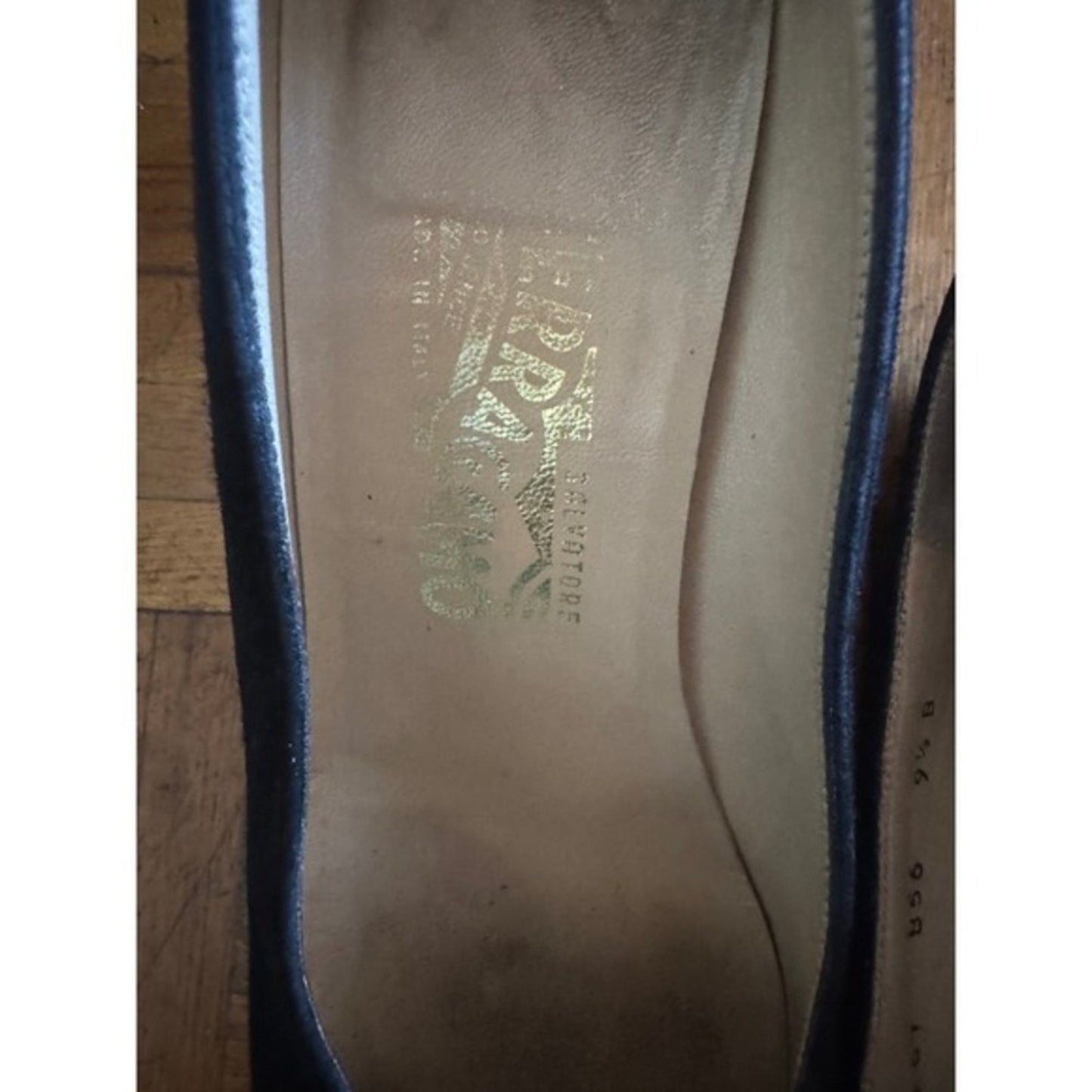 Salvatore Ferragamo Black Suede Leather Block Heel Pumps - Size 9.5B