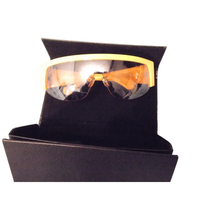 DEZI Yellow Rimless Shield Sunglasses Orange Mirror Lens UV Protection