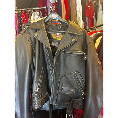 Harley-Davidson Biker Jacket Women's Size L Black Excellent Embossed Eagle Back