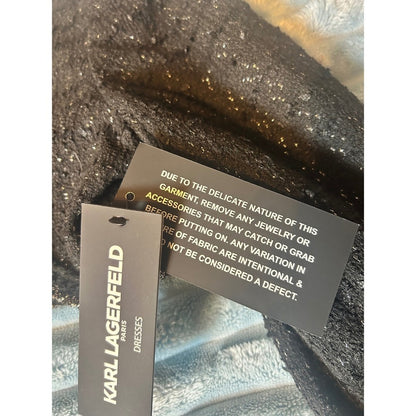 NWT Karl Lagerfeld Paris Bolero Jacket Womens size 10 Black Silver Tweed Cropped