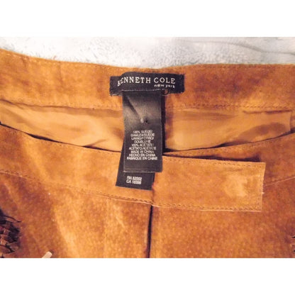 Kenneth Cole New York Suede Flare Pants Brown Size 6 Bootcut Distressed Look