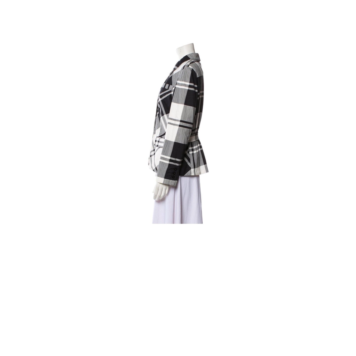 Chic Black and White Plaid Blazer Jacket Women's Tailored Fit Button Front