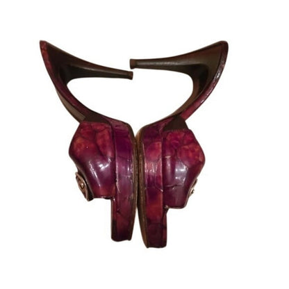 Donald J Pliner Burgundy Croc-Embossed Leather Heels — Size 7, Made in Italy