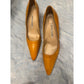 Manolo Blahnik Pointed Toe Leather Pumps Heels Shoes Size 37 Orange