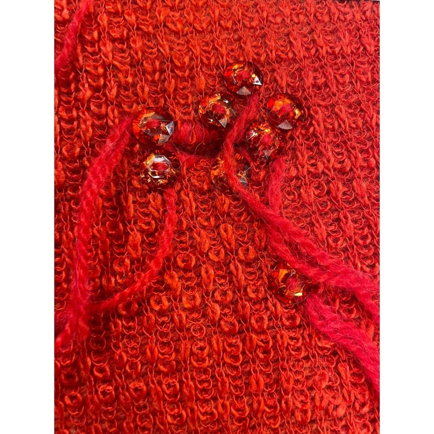 Acne Studios Red Embellished Knit Sweater Cropped  Long Sleeve NWT size M
