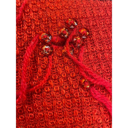 Acne Studios Red Embellished Knit Sweater Cropped  Long Sleeve NWT size M