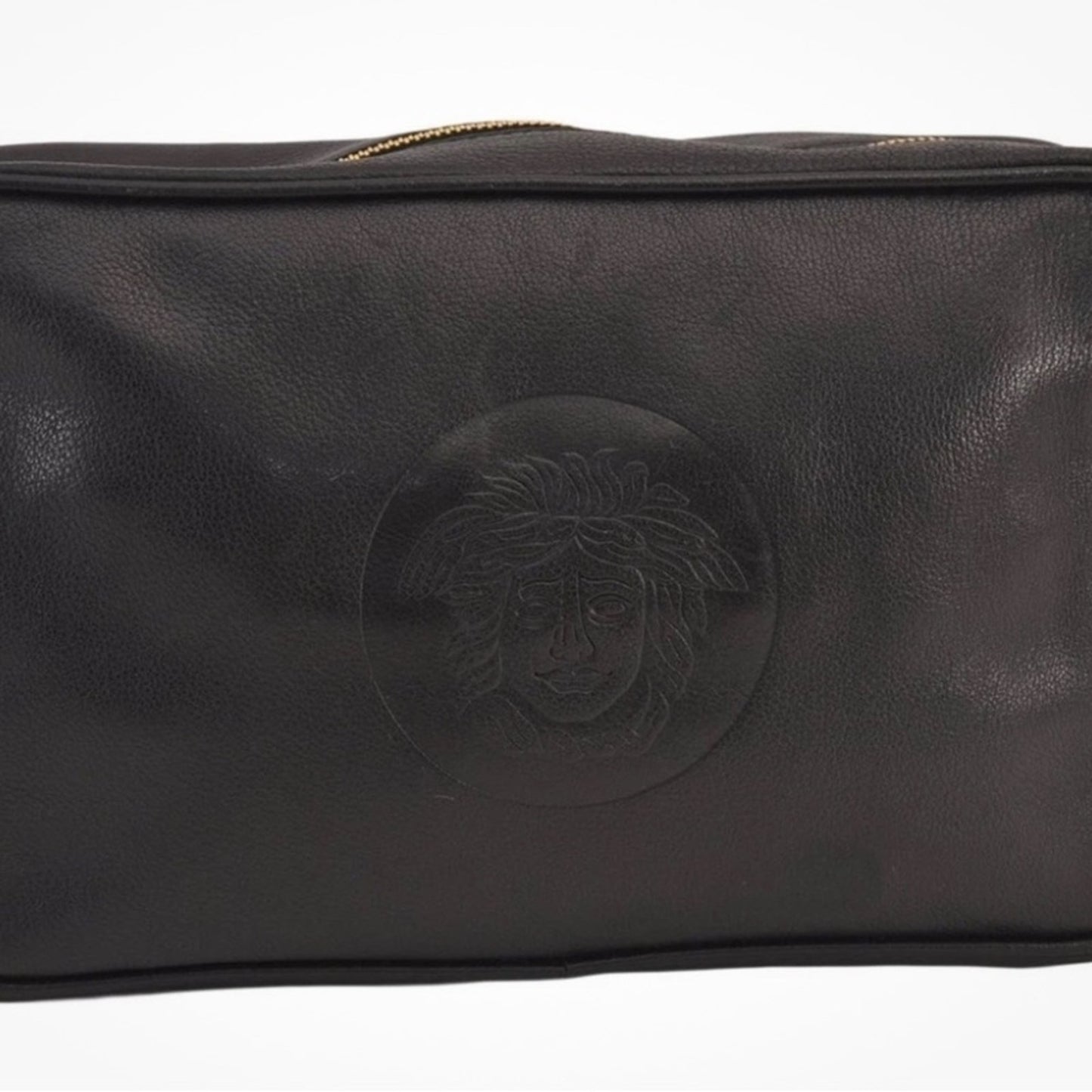 Versace Medusa Clutch — Black Leather Vintage Icon