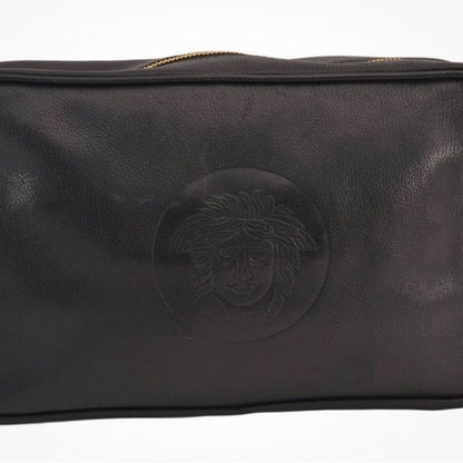 Versace Medusa Clutch — Black Leather Vintage Icon