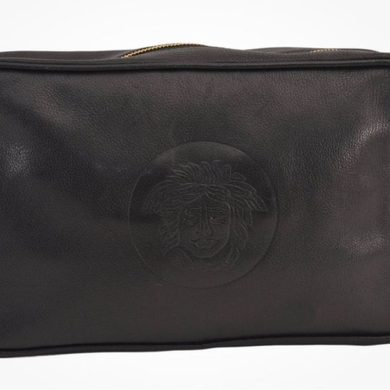 Versace Medusa Clutch — Black Leather Vintage Icon