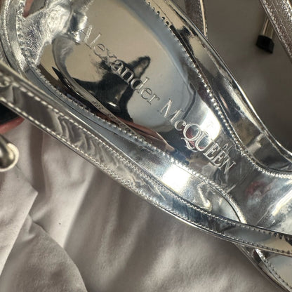 Alexander McQueen Silver Stiletto Heels with Minimalist Design NWT
