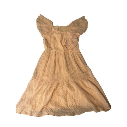 Miu Miu Peach Textured Tiered Flutter Sleeve Midi Dress Size Small