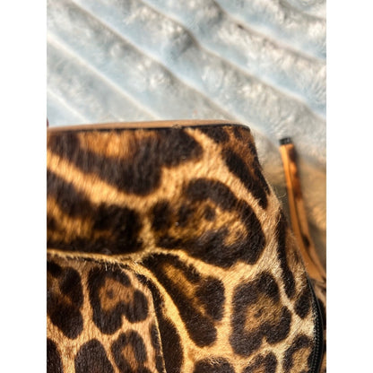 Dolce & Gabbana Leopard Print Calf Hair Ankle Boots Pointed Toe Stiletto 38