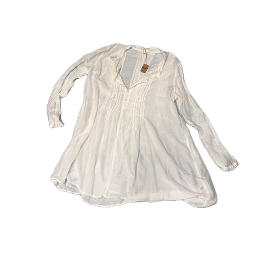 Yoko Apparel Tunic Dress Pleated Button Down White Casual Long Sleeve