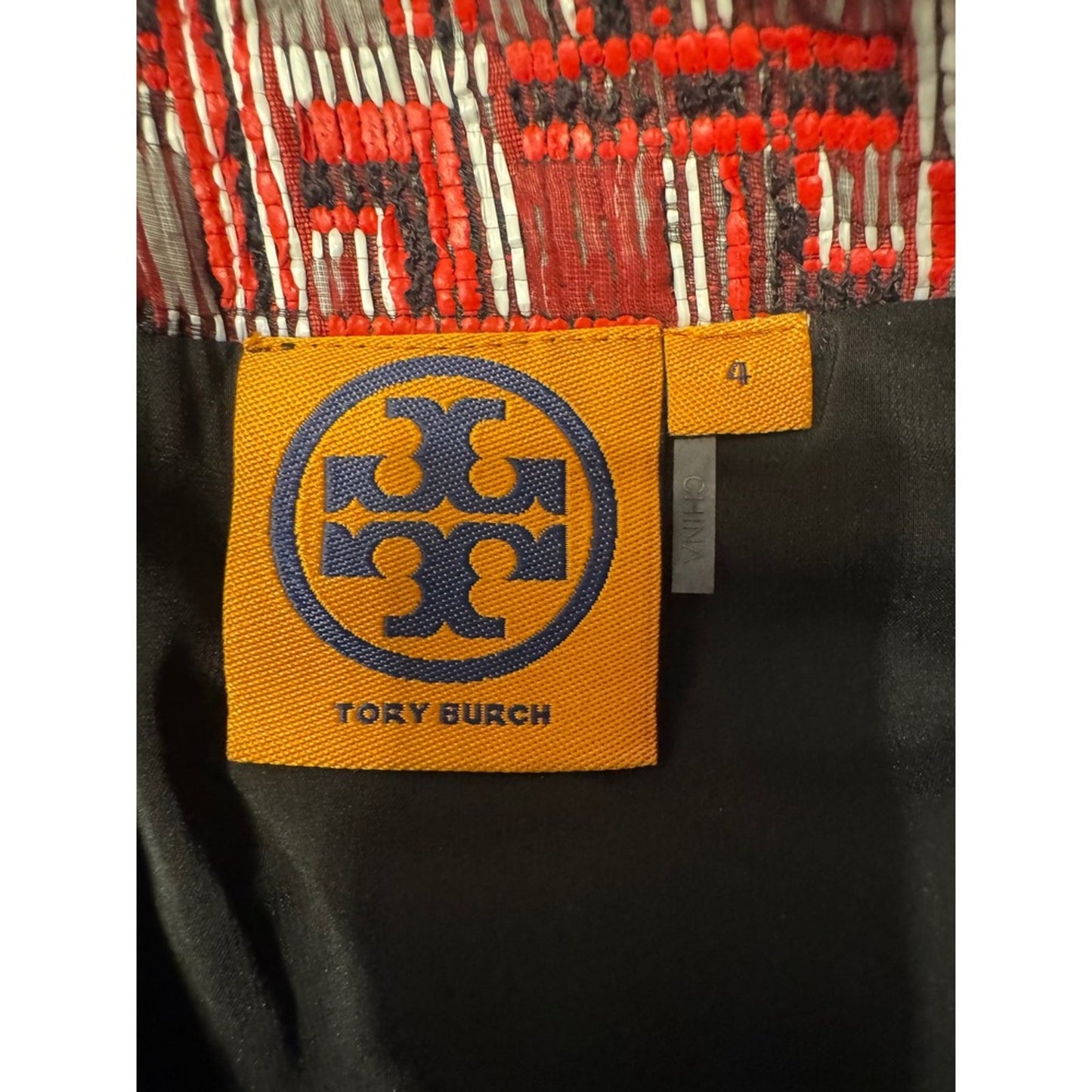 Tory Burch Red Geometric Jacquard Pencil Skirt –size 4