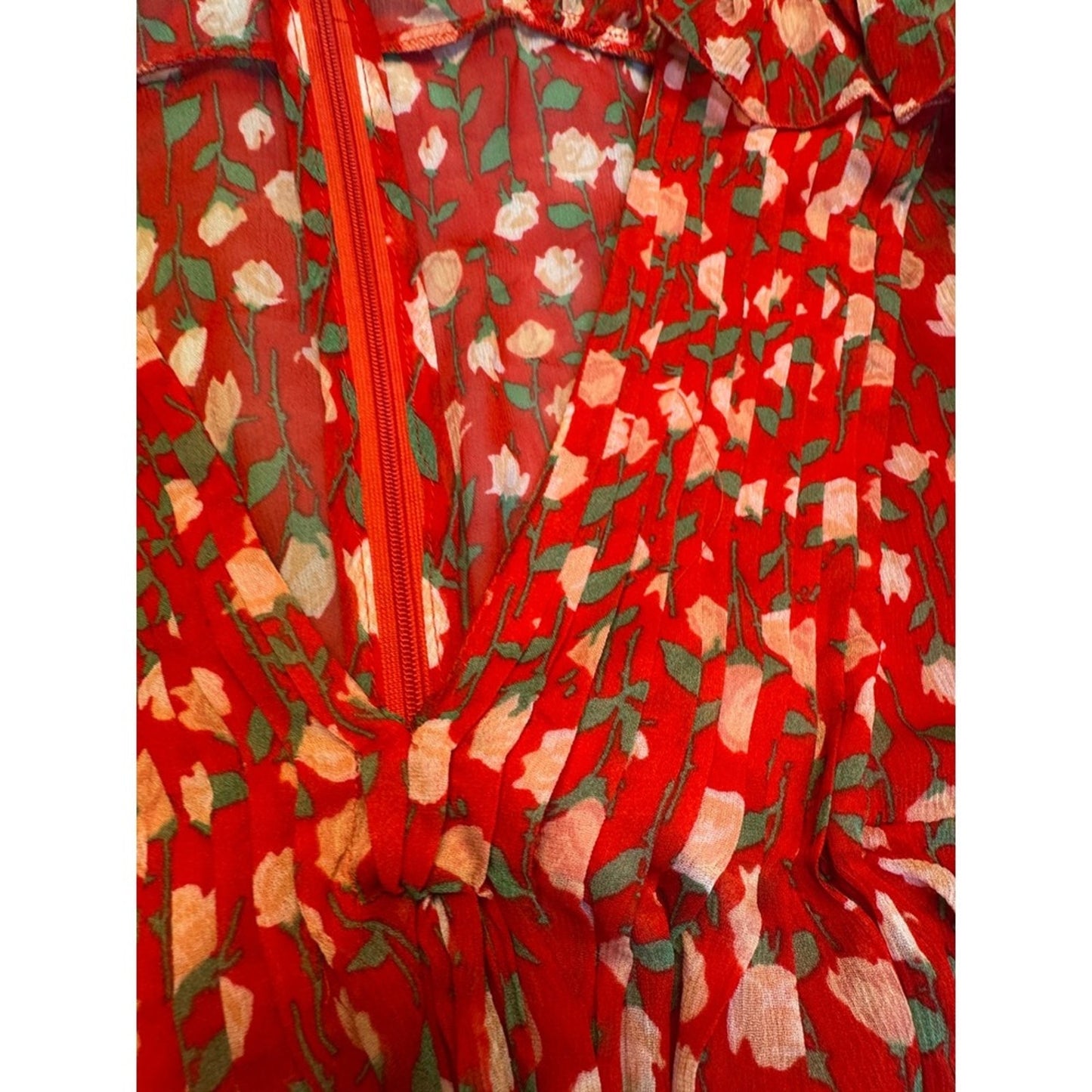 The Kooples Red Floral Long Sleeve Ruffle Mini Dress – Size 1 (S/US 4)