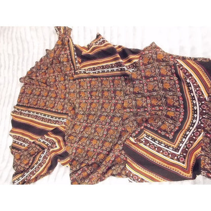 ALC Silk Maxi Dress Bohemian Paisley Print Sleeveless V Neck Size 10