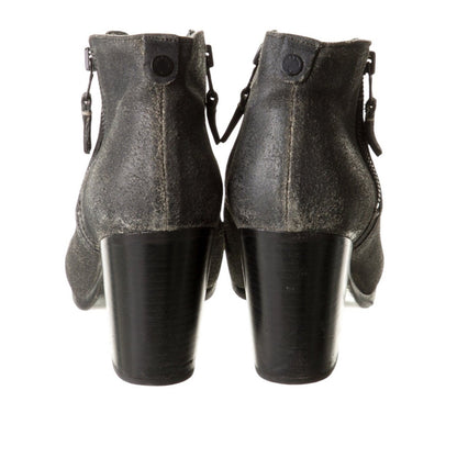 Rag & Bone Black Suede Ankle Boots Block Heel Side Zip Casual Women's Size 8.5