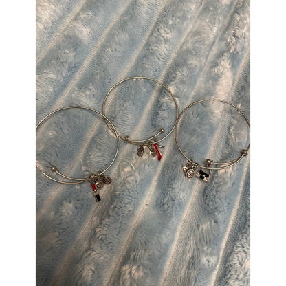 Brighton set  of 3 Charm Bracelets Lipstick High Heel Handbag Silver Tone