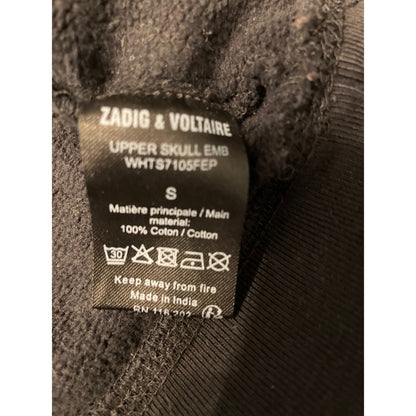 ZADIG&VOLTAIRE Skull Black Sweatshirt  Gold Embellishment Raglan Sleeve Size S