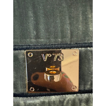 V73 Velvet Shoulder Bag Olive Green Chain Strap Buckle Flap Evening Clutch