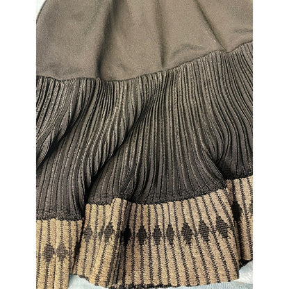 Alaia Black Long Sleeve Square Neck Pleated Skirt Dress Size S