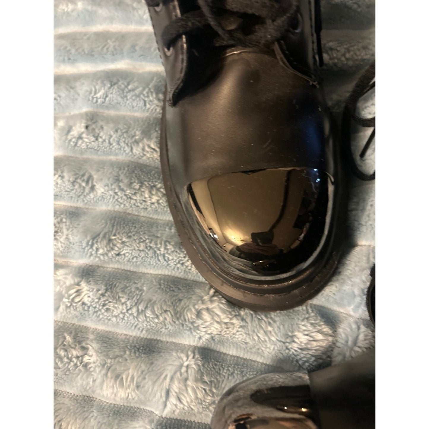 Dr Martens 1460 Bex Black Leather Metal Cap Toe Lace Up Boots Size US M 6
