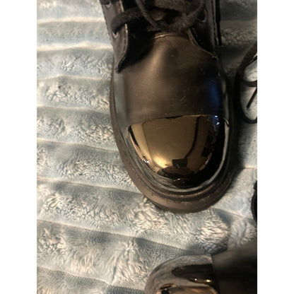 Dr Martens 1460 Bex Black Leather Metal Cap Toe Lace Up Boots Size US M 6