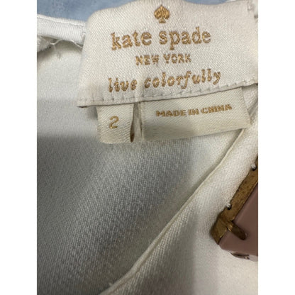 Kate Spade Ivory Embellished Shoulder Short Sleeve Top - Size 2
