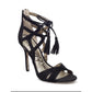 NWT Sam Edelman  Azela Black Suede Tassel Tie Up Gladiator Stiletto Heels Size 6