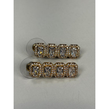 Gold-Tone Baguette Crystal Cluster Stud Earrings