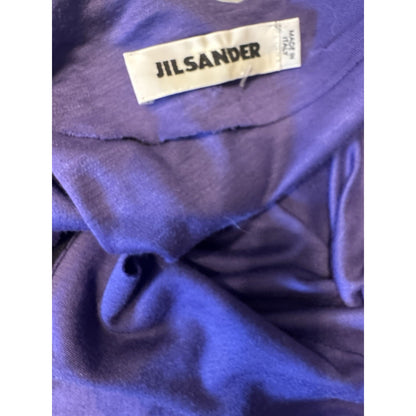 Jil Sander Pleated Sheath Dress Knee Length Purple Silk Blend Pockets Women's 0