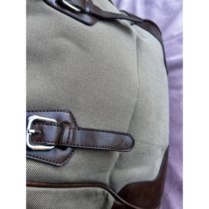 Prada Milano Canvas Tote Bag Brown Leather Trim Vintage Shoulder Bag